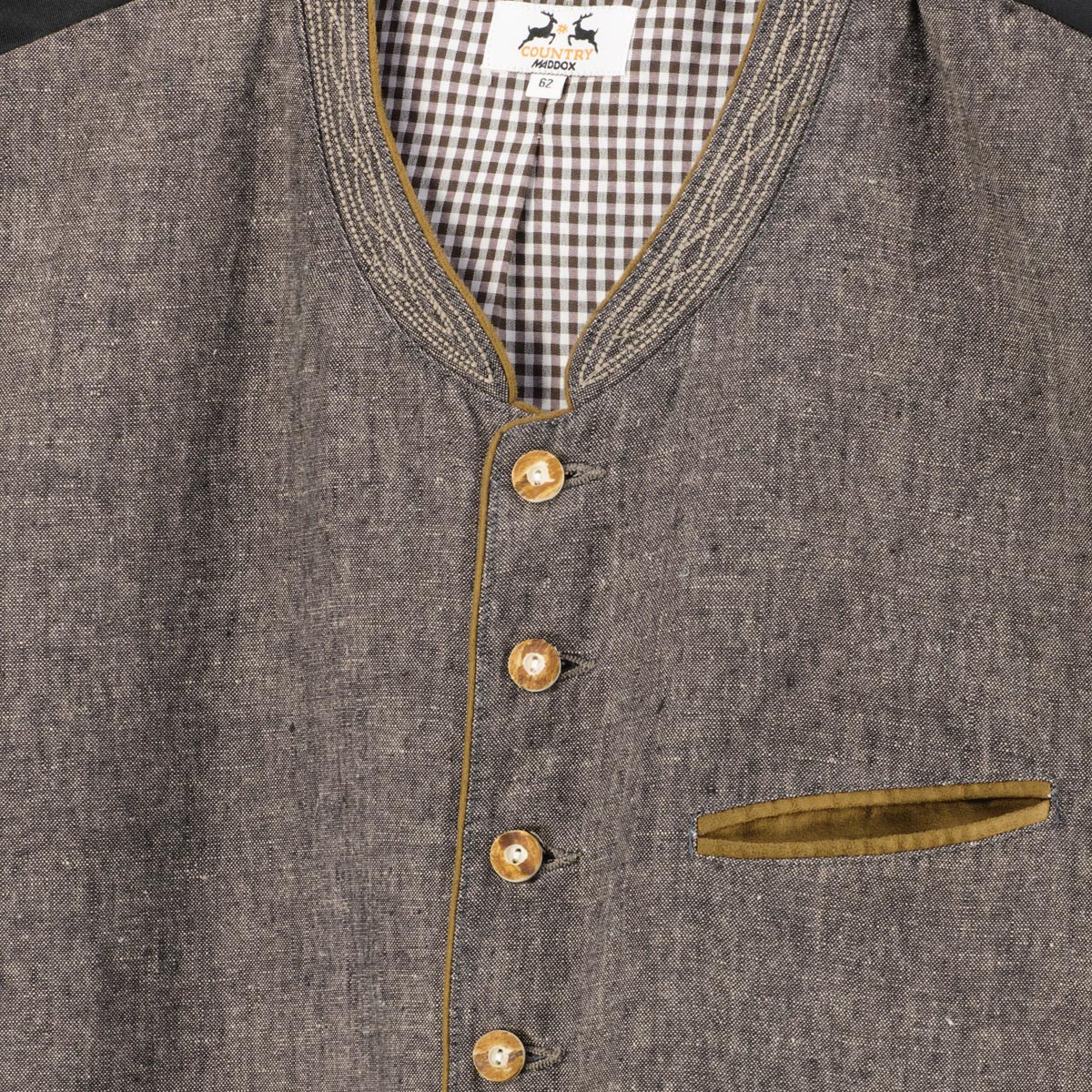 Maddox Trachtenweste mit Leinen khaki