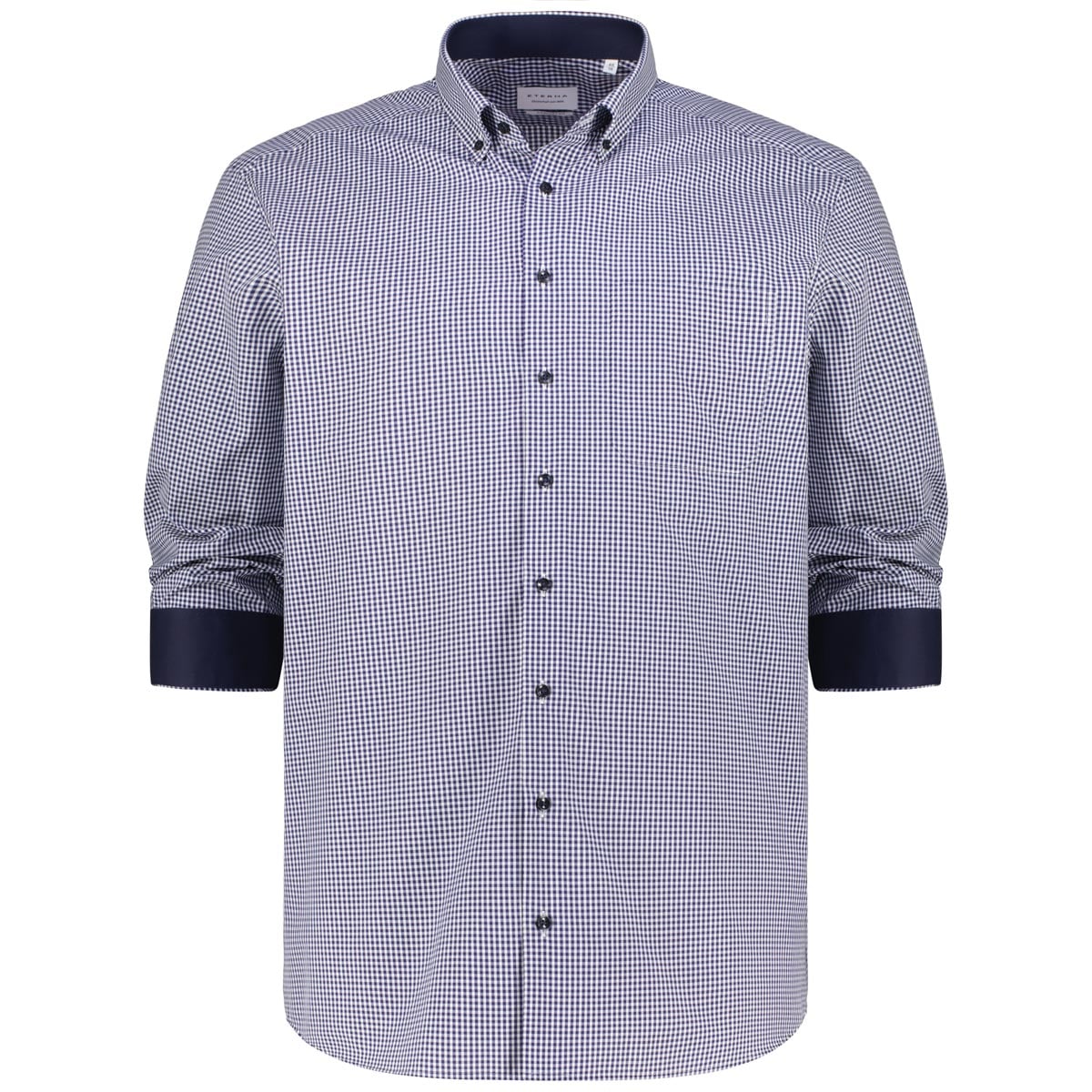 ETERNA Kariertes Businesshemd, bügelfrei, langarm blau/weiß ETERNA Kariertes Businesshemd, bügelfrei, langarm blau/weiß