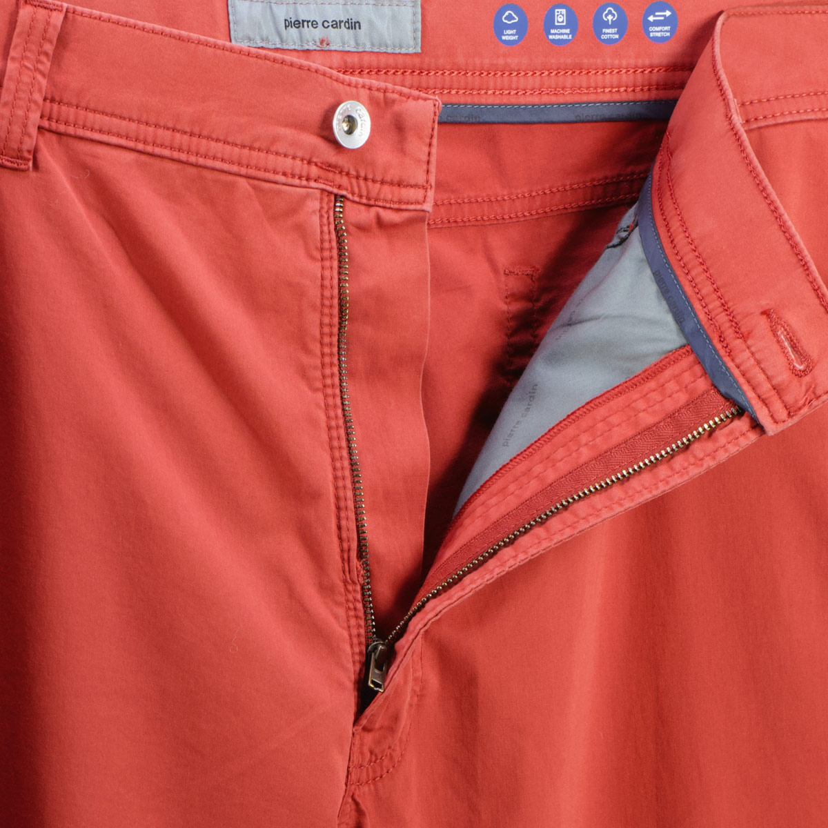 Pierre Cardin Baumwollhose „Lyon“ mit Stretch, Slim Fit ziegelrot