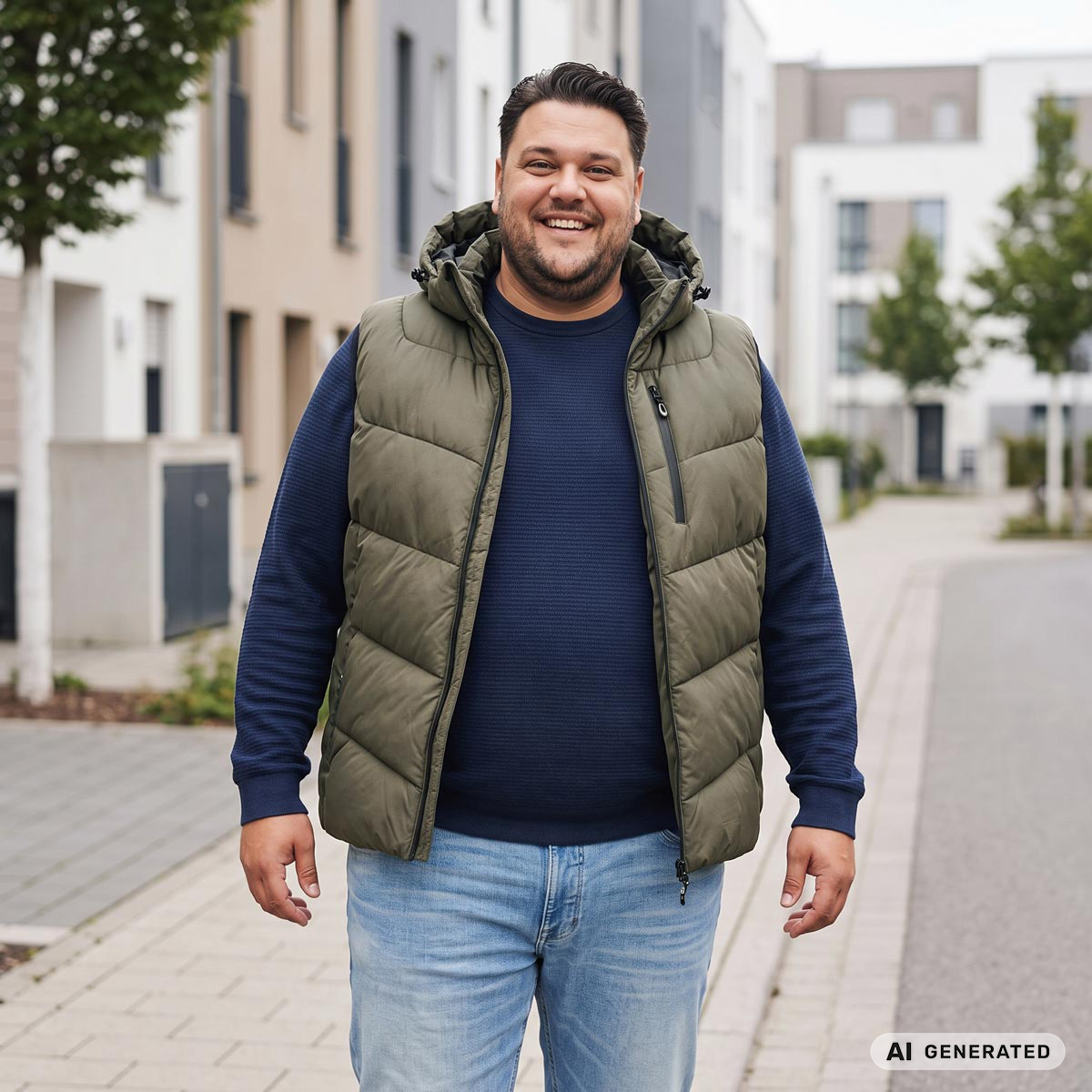 Blue Wave Wattierte Weste mit Kapuze, wind- und wasserabweisend oliv