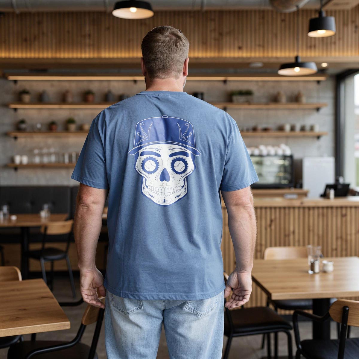 Pfundskerl T-Shirt mit Rückenprint jeansblau