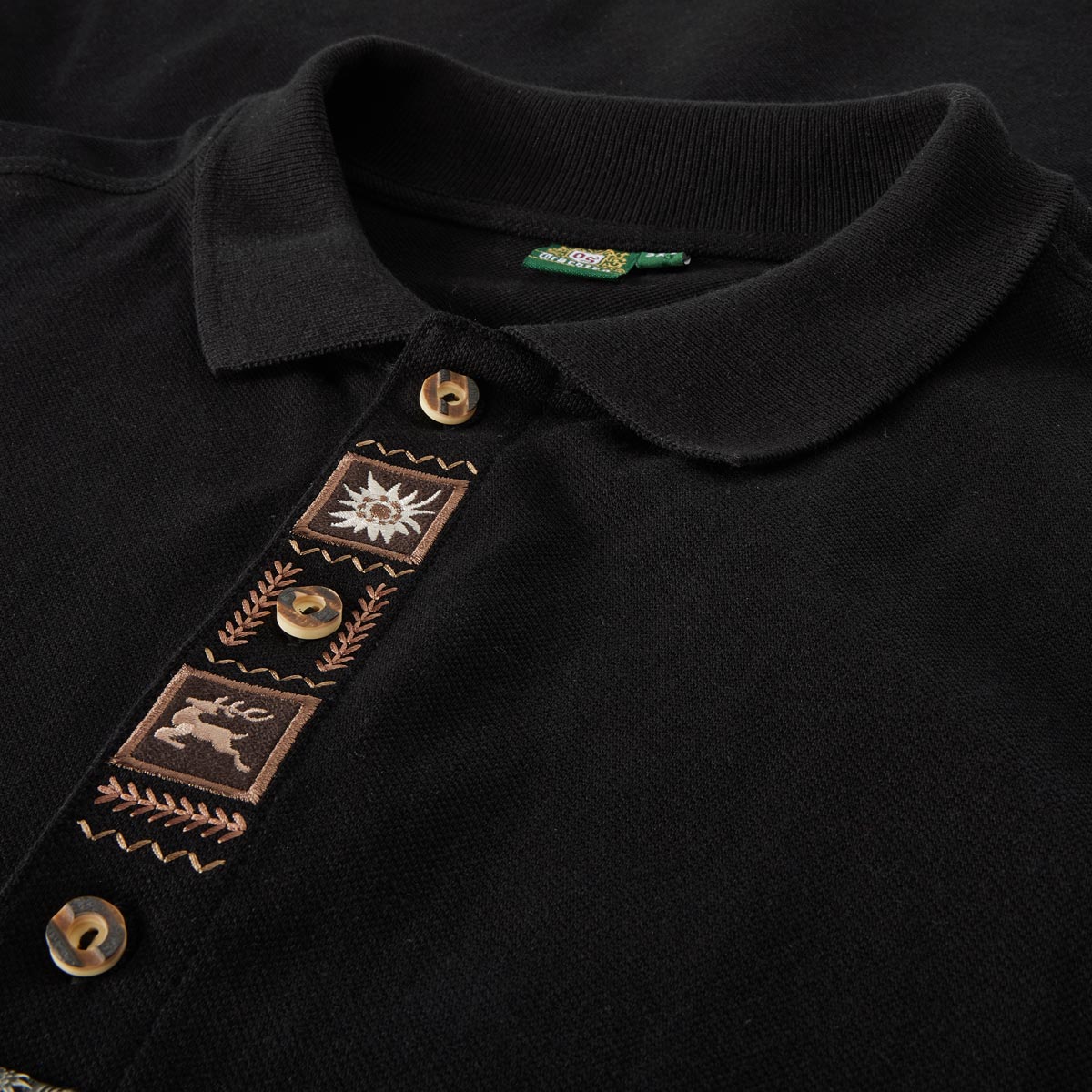 Orbis Poloshirt im Trachten-Style schwarz