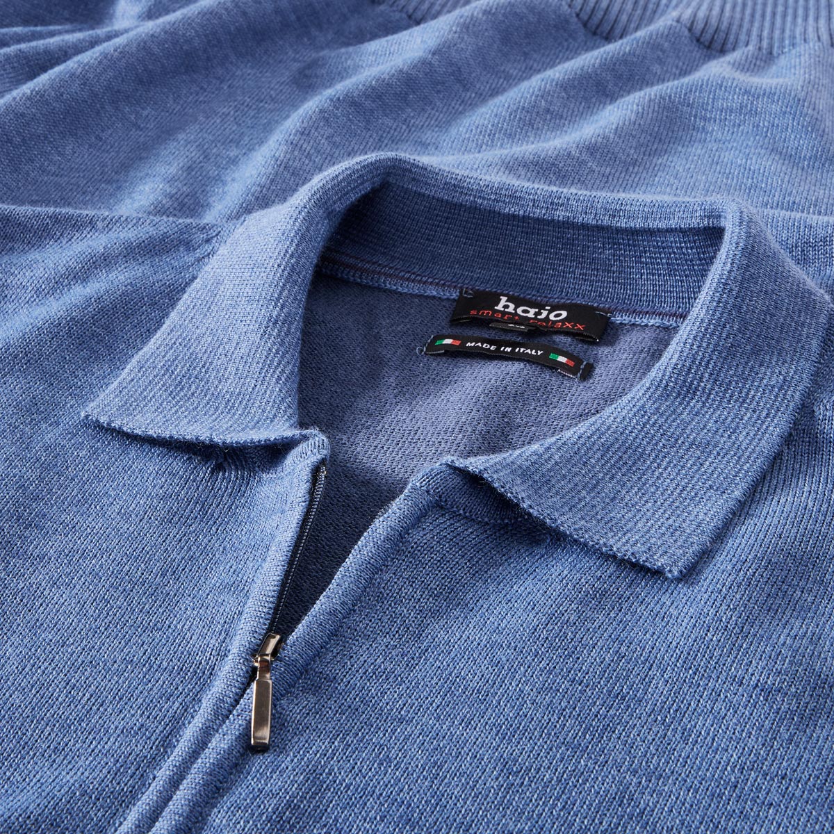 Hajo Pullover mit Polokragen, kratzfrei blau