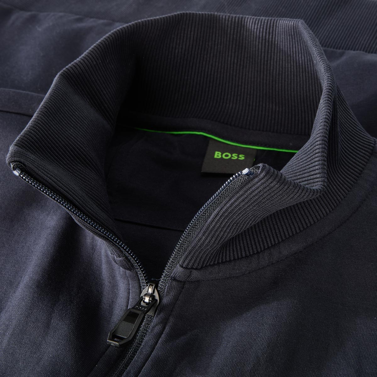 BOSS Sweatjacke mit Elasthan dunkelblau