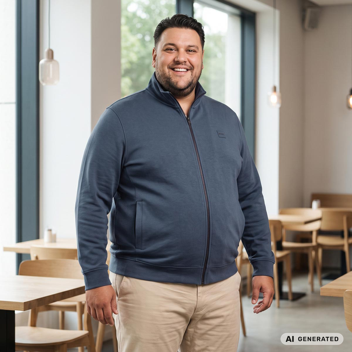 BOSS Sweatjacke aus Baumwolle dunkelblau