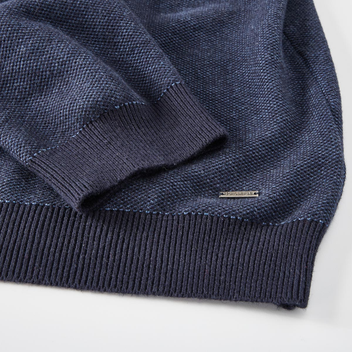 RAGMAN Strickpullover mit Troyerkragen marine