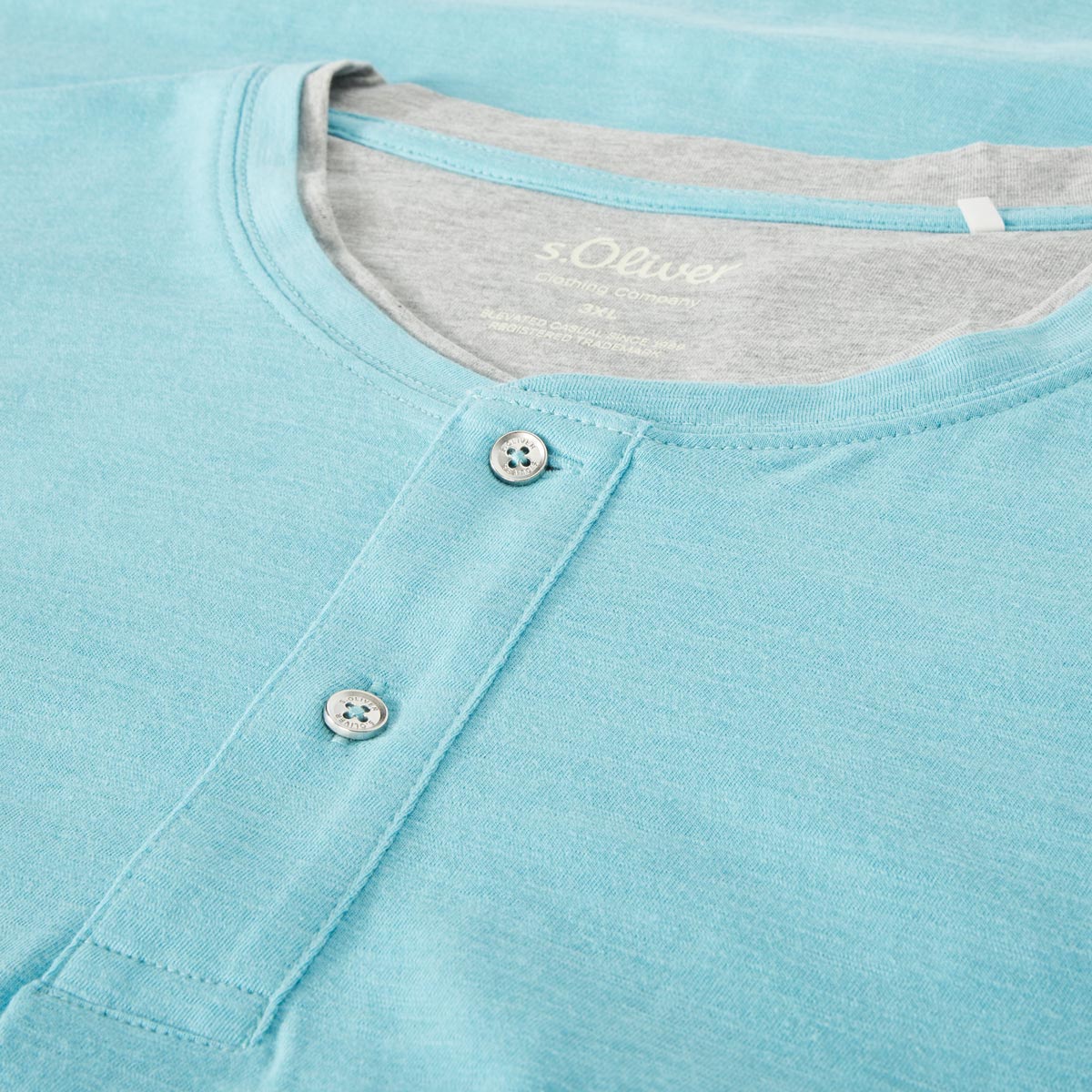 s.Oliver T-Shirt mit Serafinokragen Farbe türkis Größe: 3XL günstig online kaufen