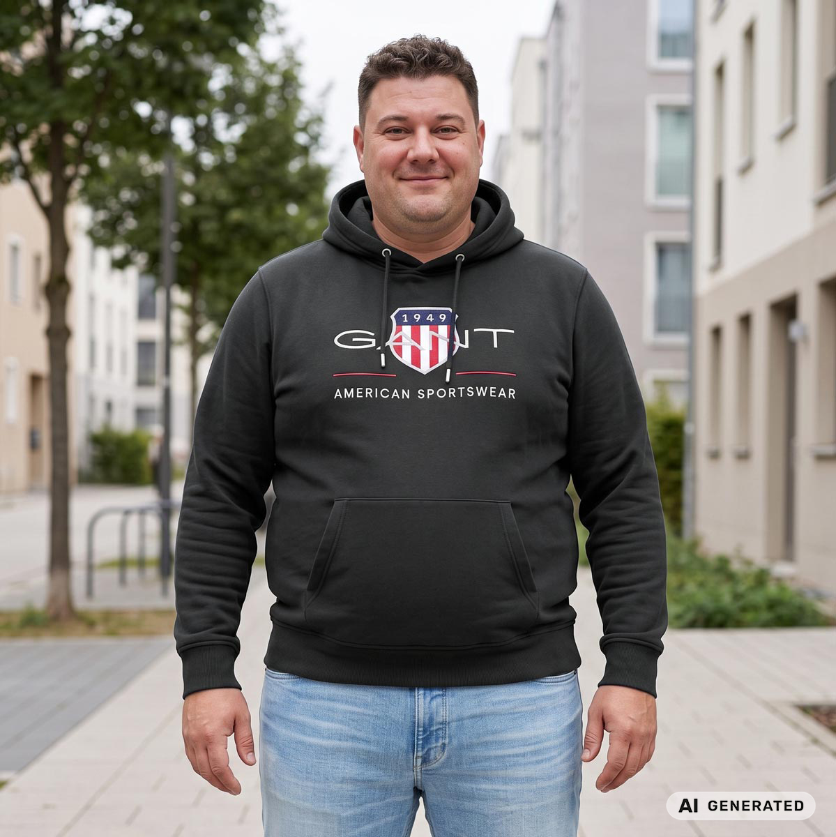 Gant Hoodie mit Fleece-Innenseite schwarz