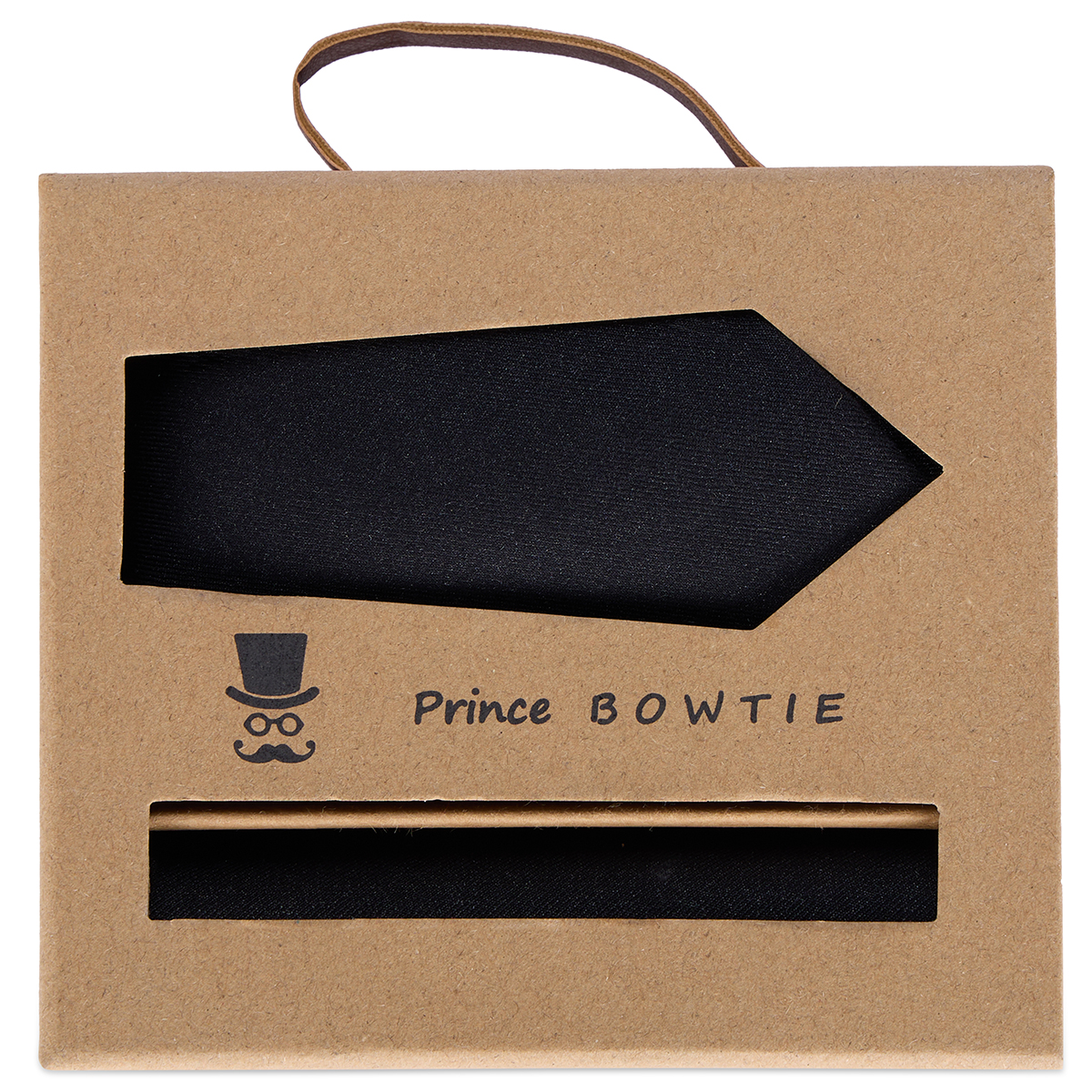 Prince BOWTIE Extralange Krawatte und Einstecktuch im Set schwarz
