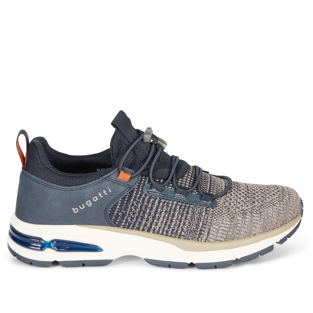 bugatti Sneaker mit elastischen Schnürsenkeln blau/grau