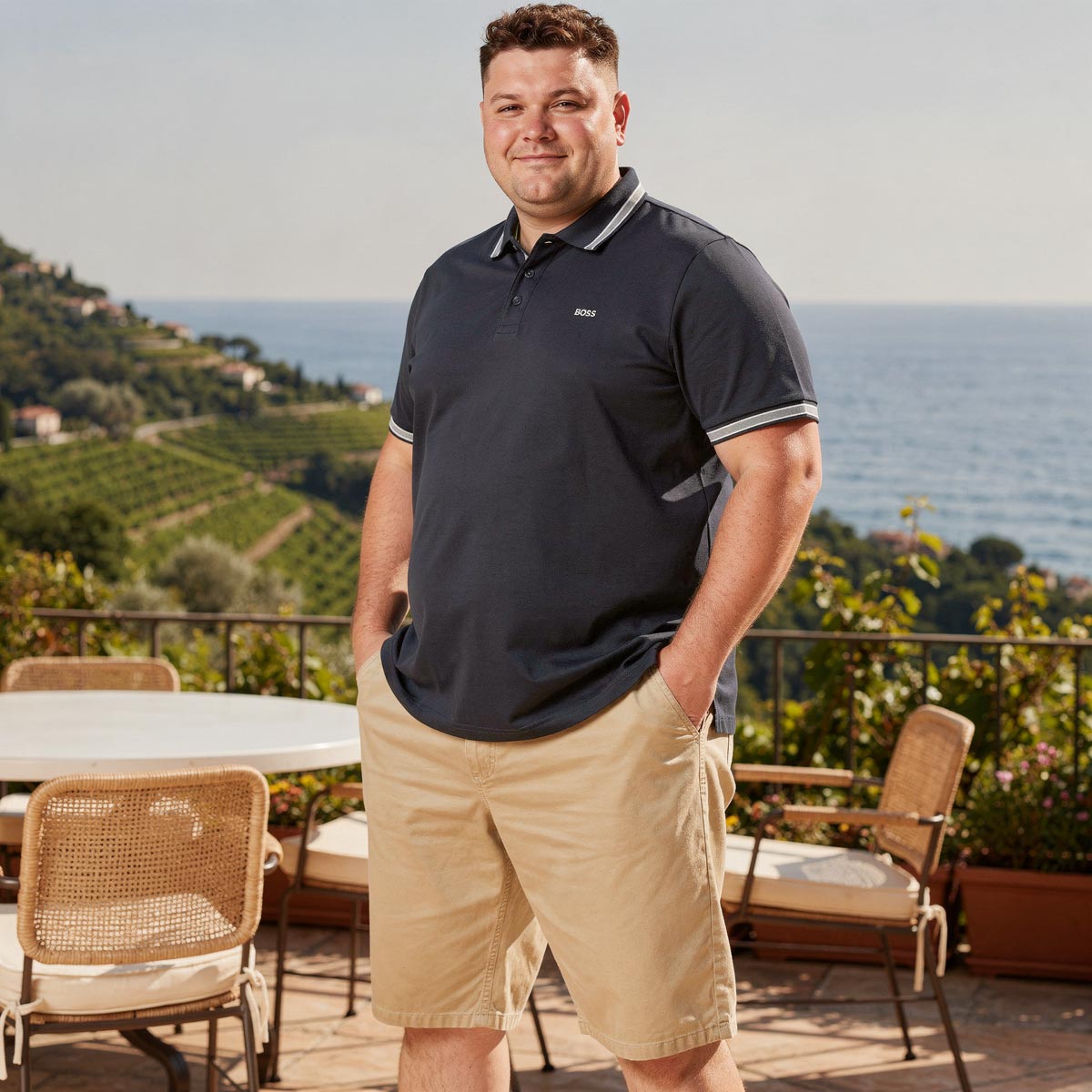 BOSS Poloshirt mit Kontrastdetails dunkelblau