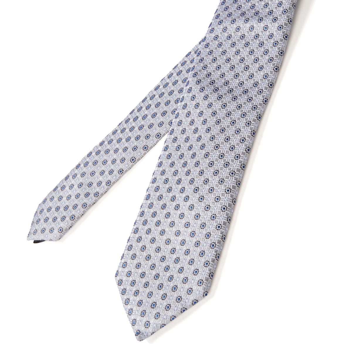 Pfundskerl Extralange Seidenkrawatte mit Webmuster hellgrau