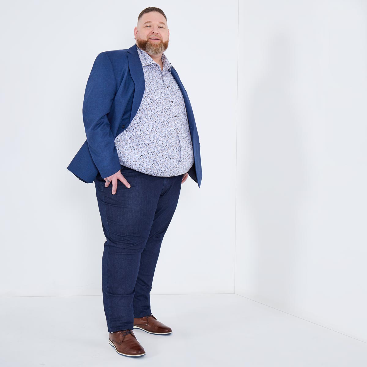 Digel Stretch-Sakko mit feiner Musterung blau