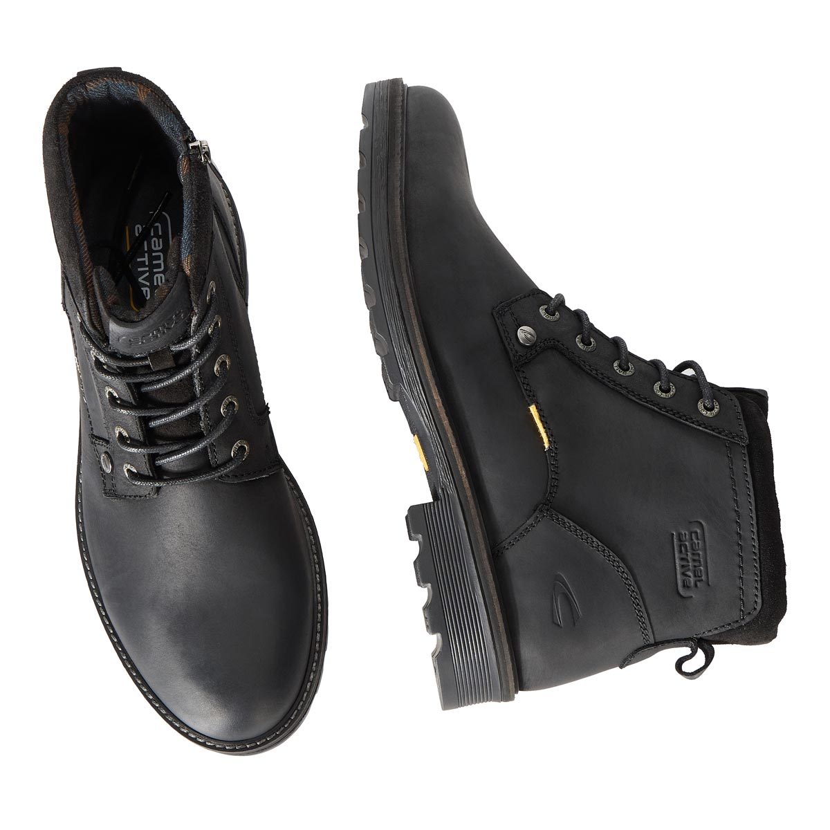 camel active Schnürstiefel "Flow" mit Reißverschluss schwarz