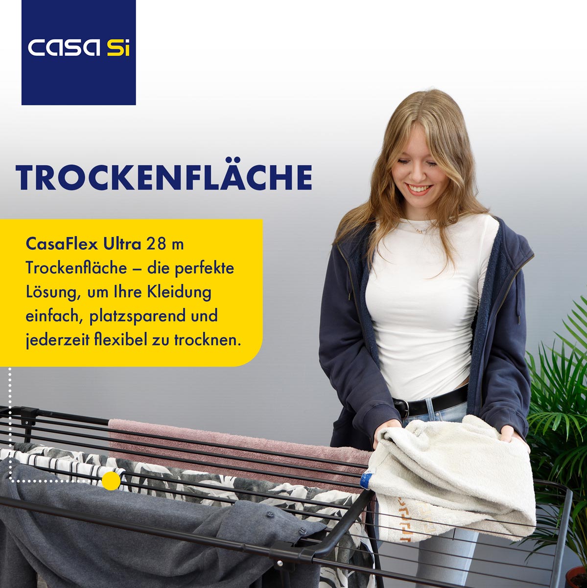 Casa Si Teleskop Wäscheständer, 28m, ausziehbar schwarz
