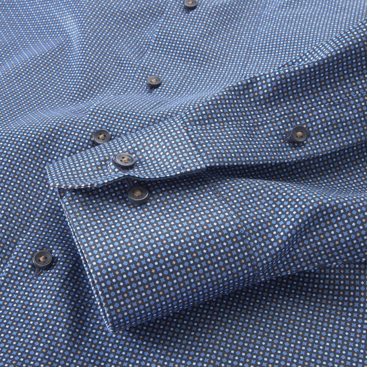 ETERNA Businesshemd mit Allover-Muster, bügelfrei blau/weiß