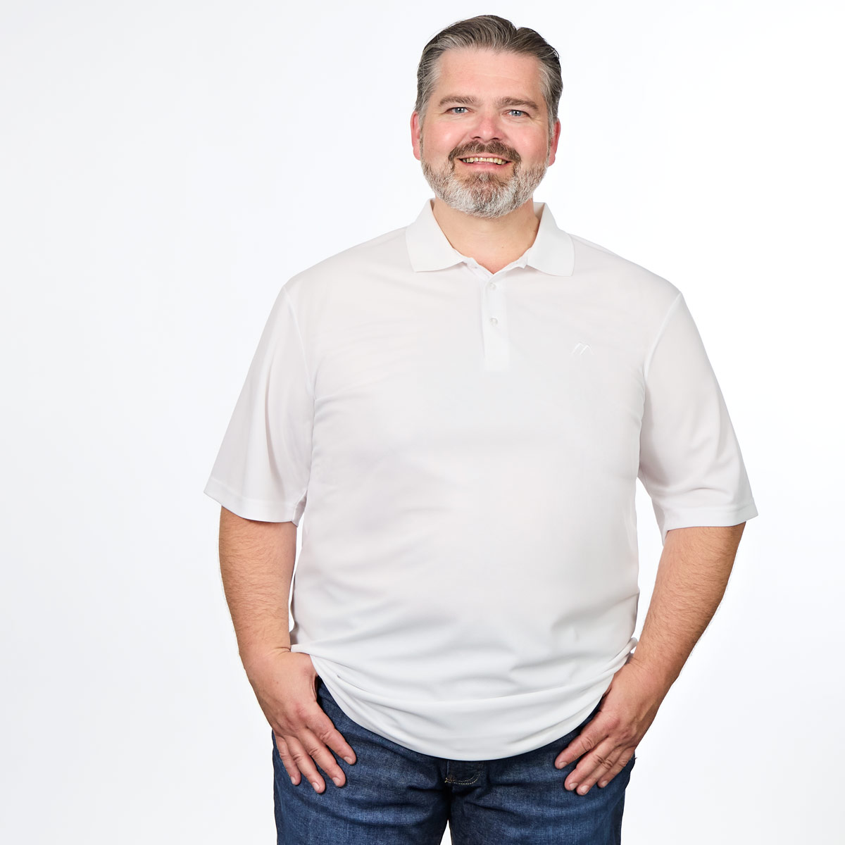 Maier Sports Funktions-Poloshirt, atmungsaktiv und schnelltrocknend weiß