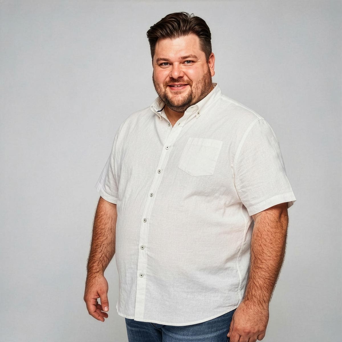 Pfundskerl Freizeithemd mit Leinen weiß