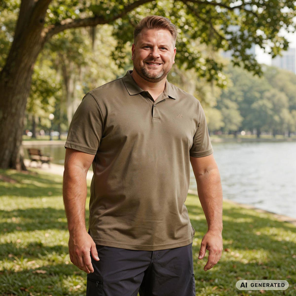 Maier Sports Funktions-Poloshirt, atmungsaktiv und schnelltrocknend khaki