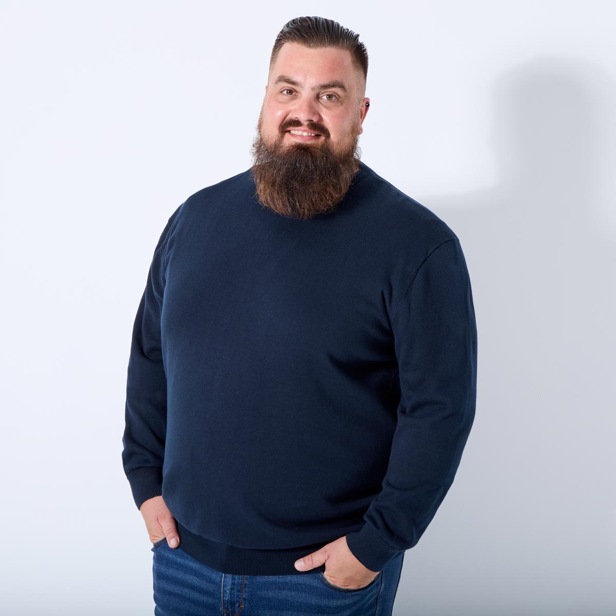 Pfundskerl Feinstrickpullover aus Baumwolle dunkelblau