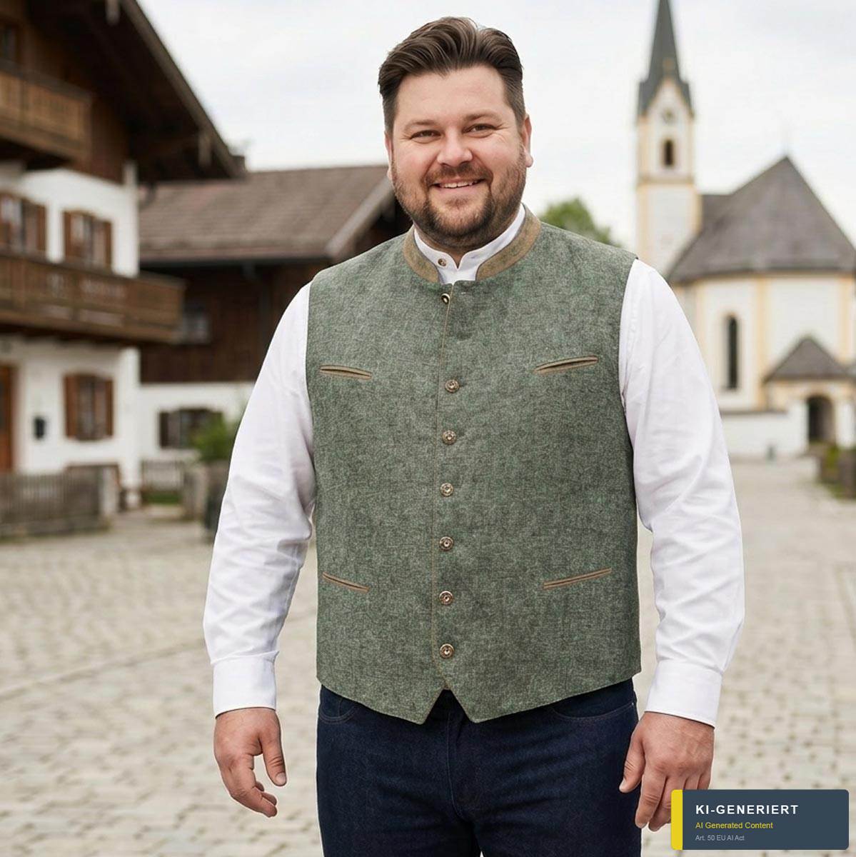 Weis Trachtenweste mit Leinen oliv