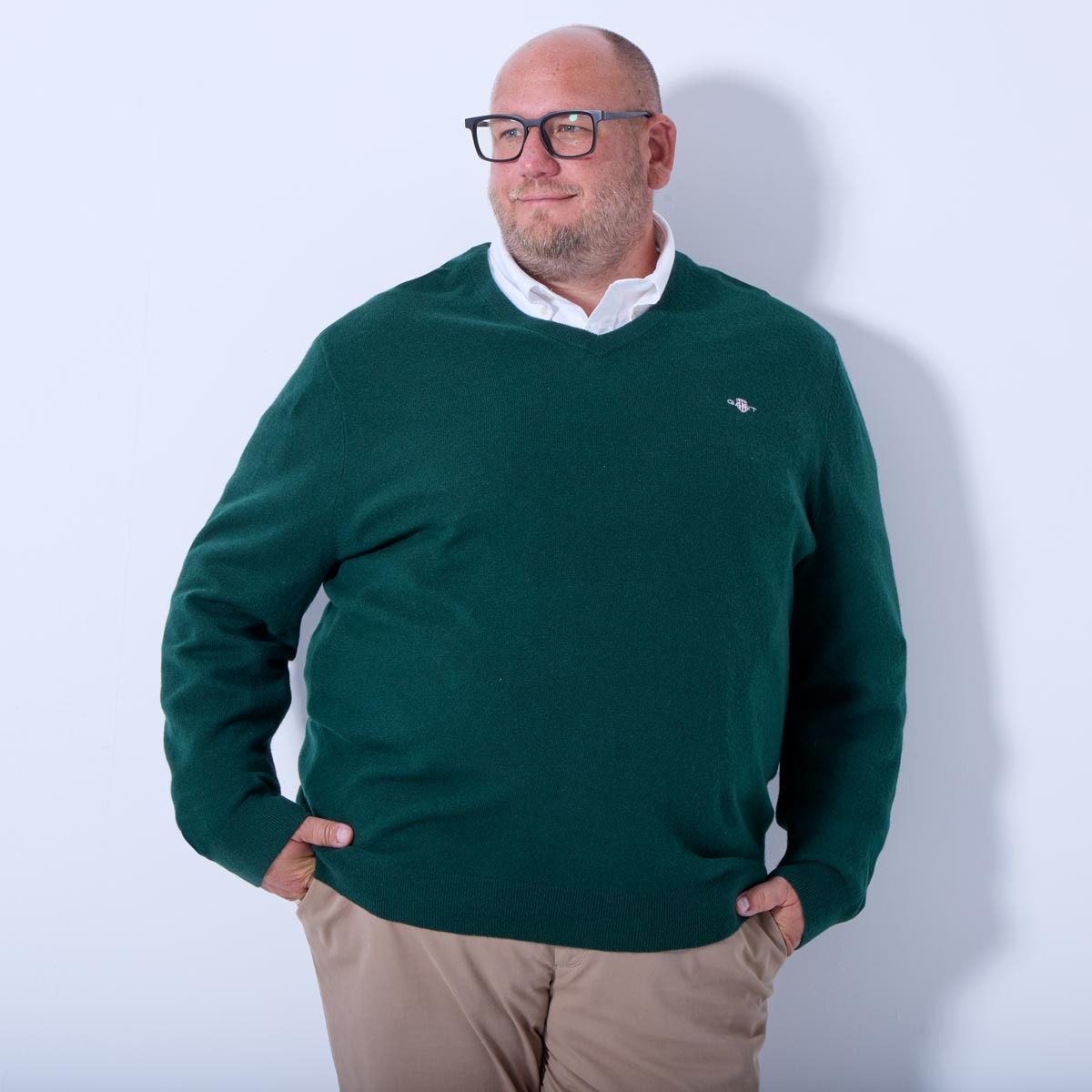 Gant Feinstrickpullover mit Lammwolle dunkelgrün