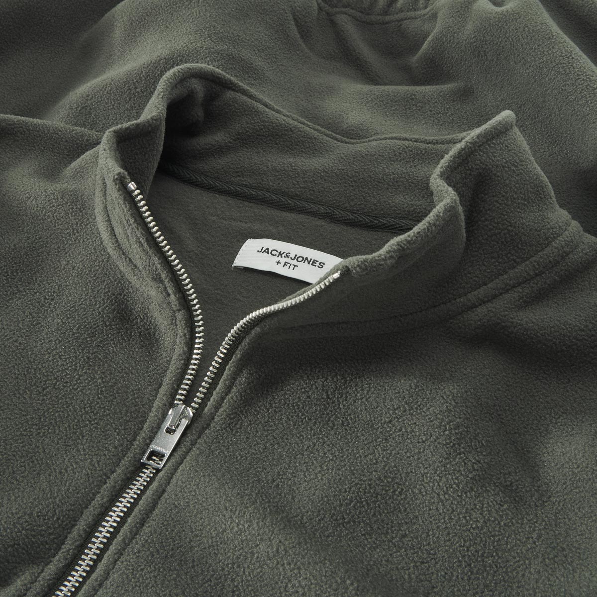 Jack&Jones Fleecepullover mit Troyerkragen oliv