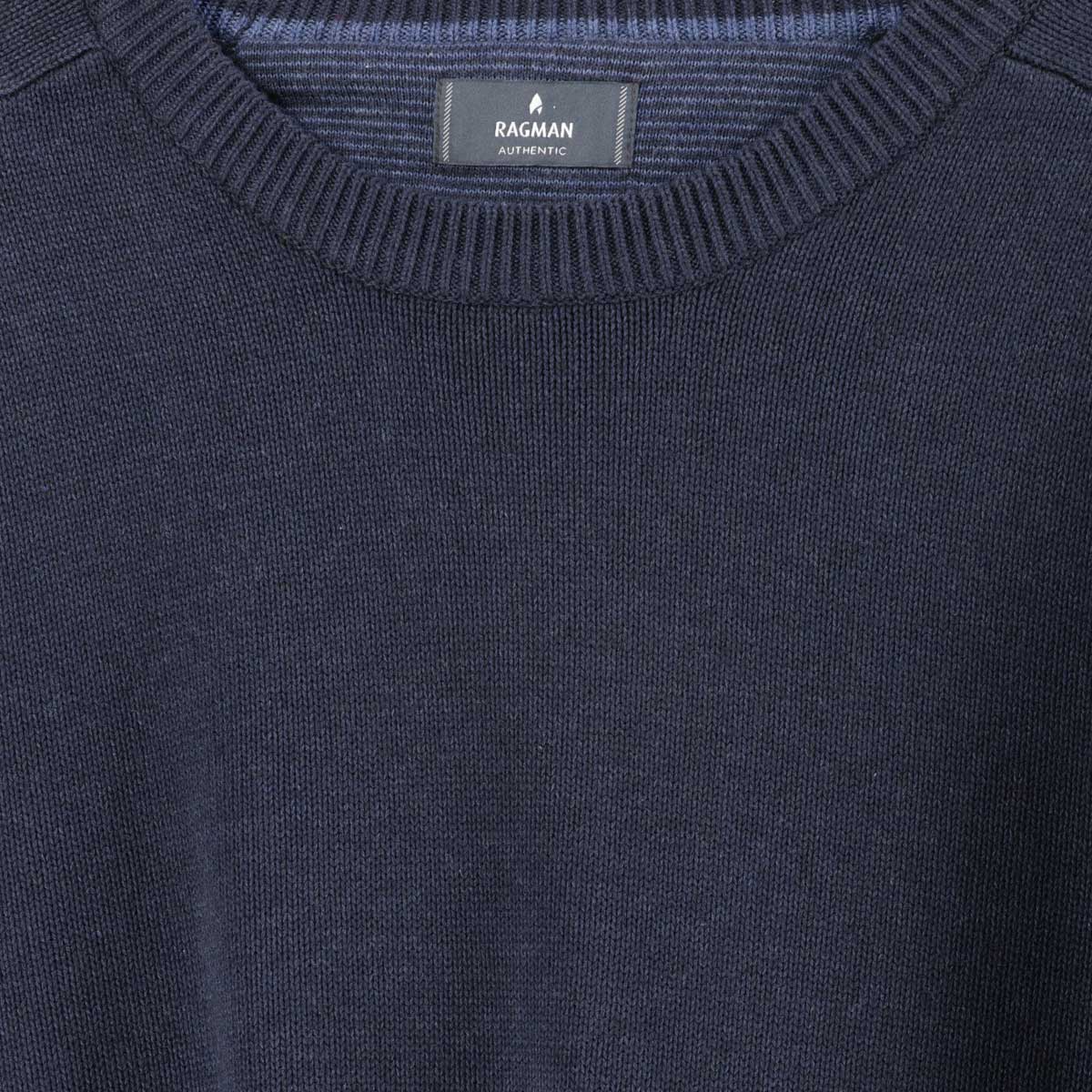 RAGMAN Rundhalspullover aus Baumwolle marine