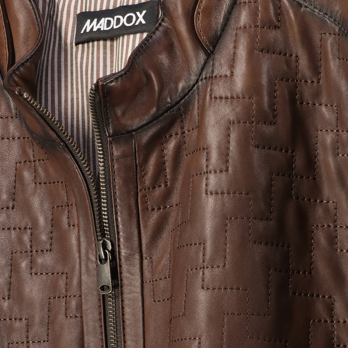 Maddox Lederblouson mit Steppmuster braun