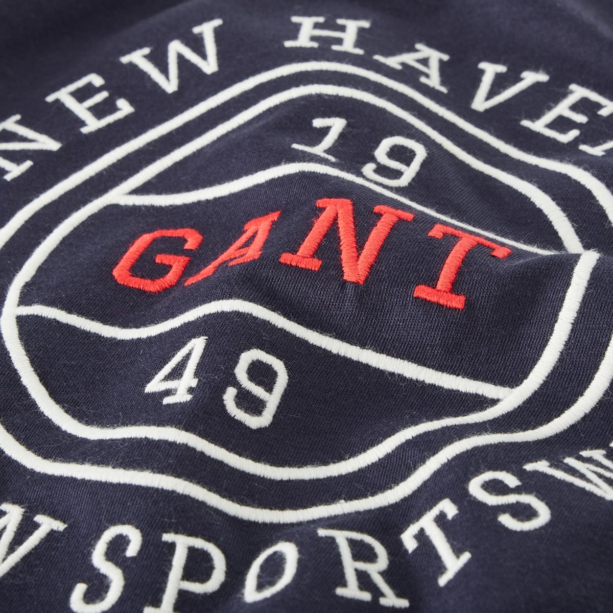 Gant T-Shirt mit Label-Stickerei dunkelblau