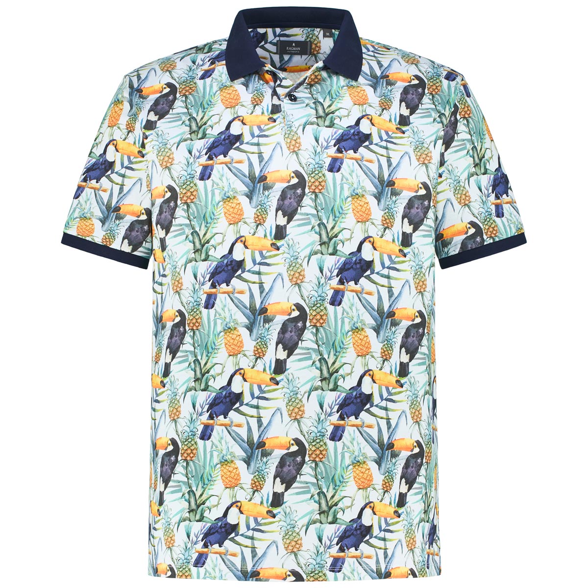 RAGMAN Poloshirt mit Allover-Muster Farbe hellblau Größe: 6XL günstig online kaufen