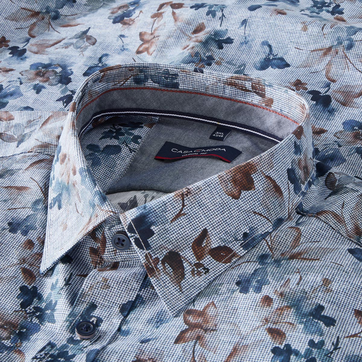 CASA MODA Freizeithemd mit floralem Muster blau