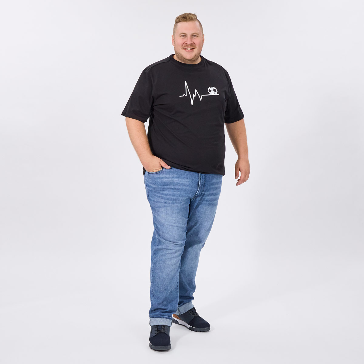 Pfundskerl T-Shirt mit Herzschlag-Print schwarz