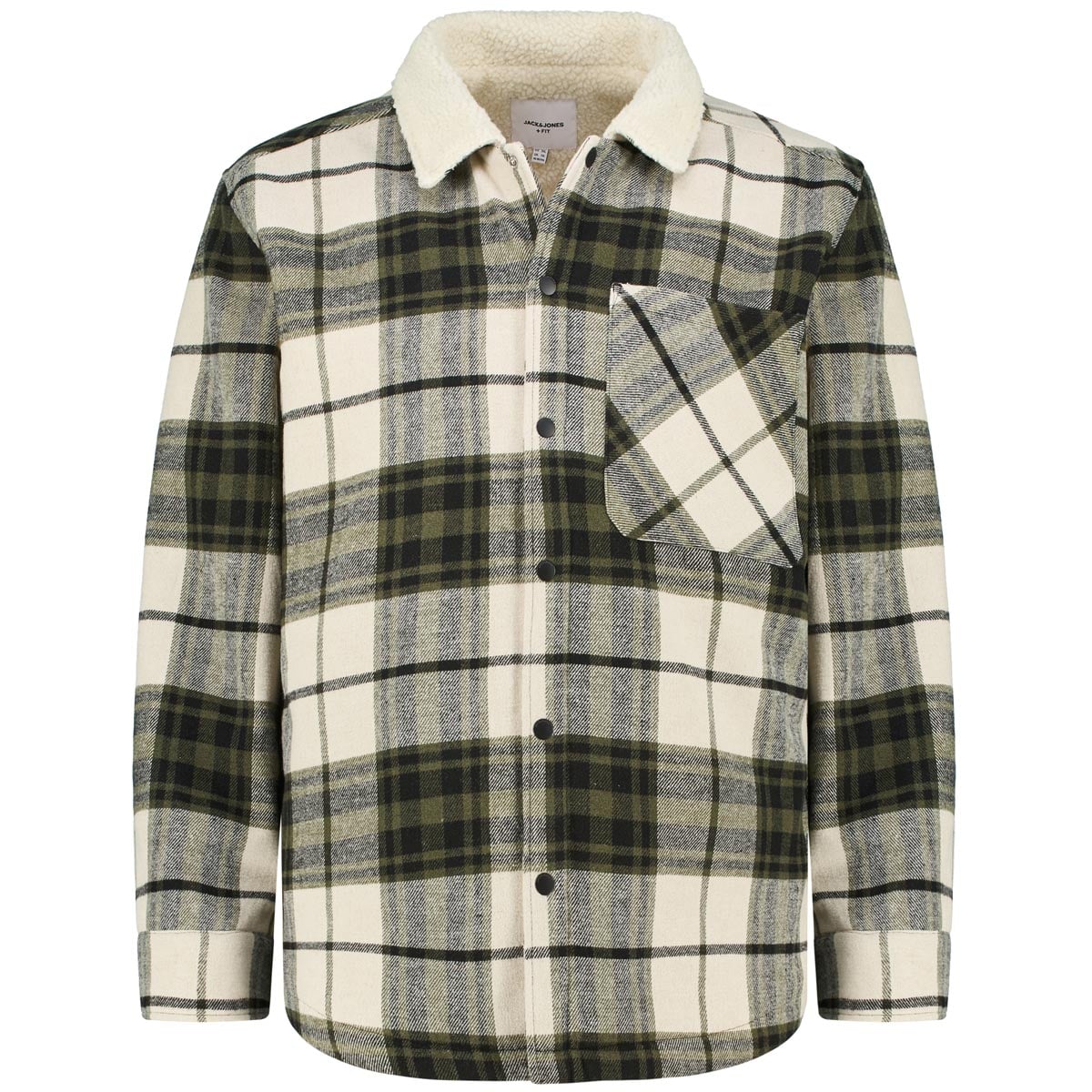 Karierte Hemdjacke mit Teddyfutter oliv 5XL 12285661/DUSTY