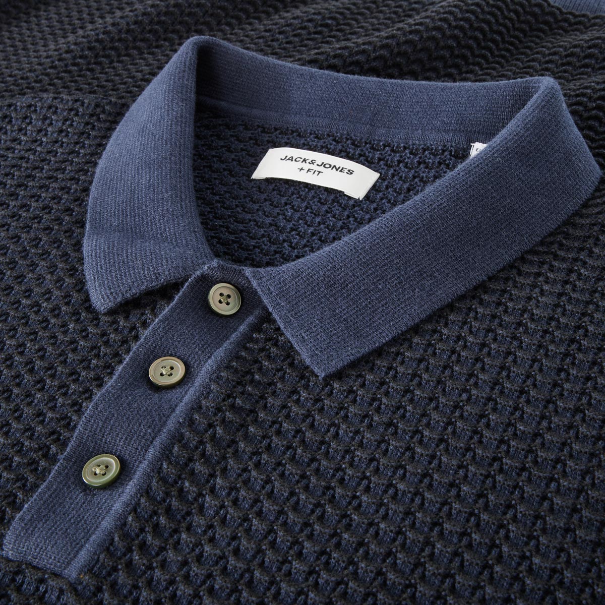 Jack&Jones Strick-Poloshirt aus Biobaumwolle blau