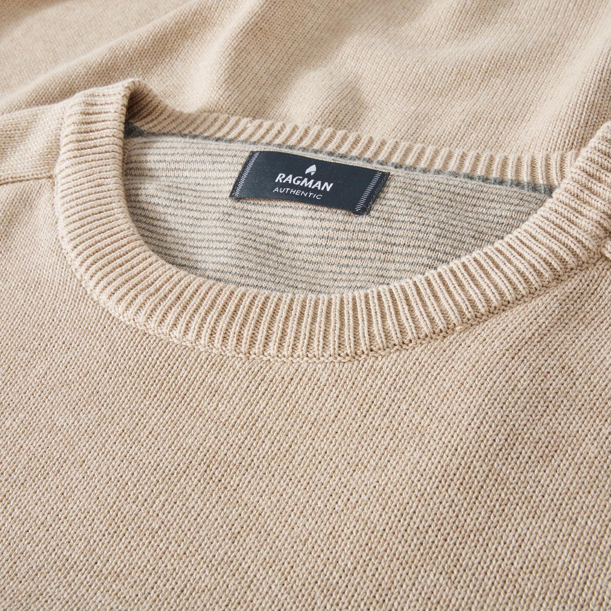 RAGMAN Rundhalspullover aus Baumwolle beige