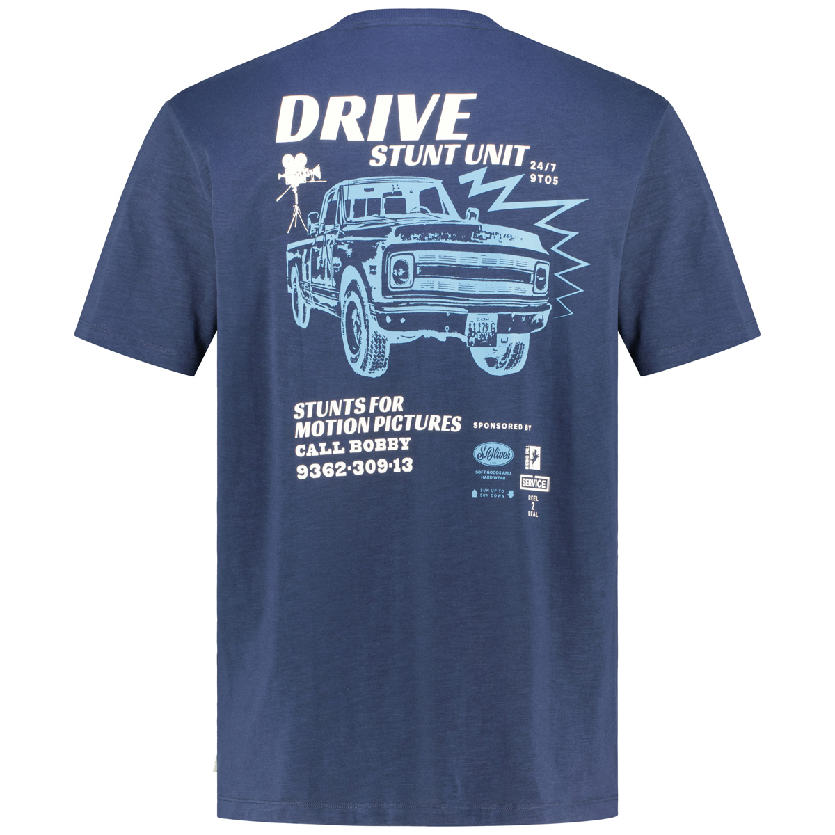 s.Oliver T-Shirt mit Print auf Vorder-und Rückseite blau