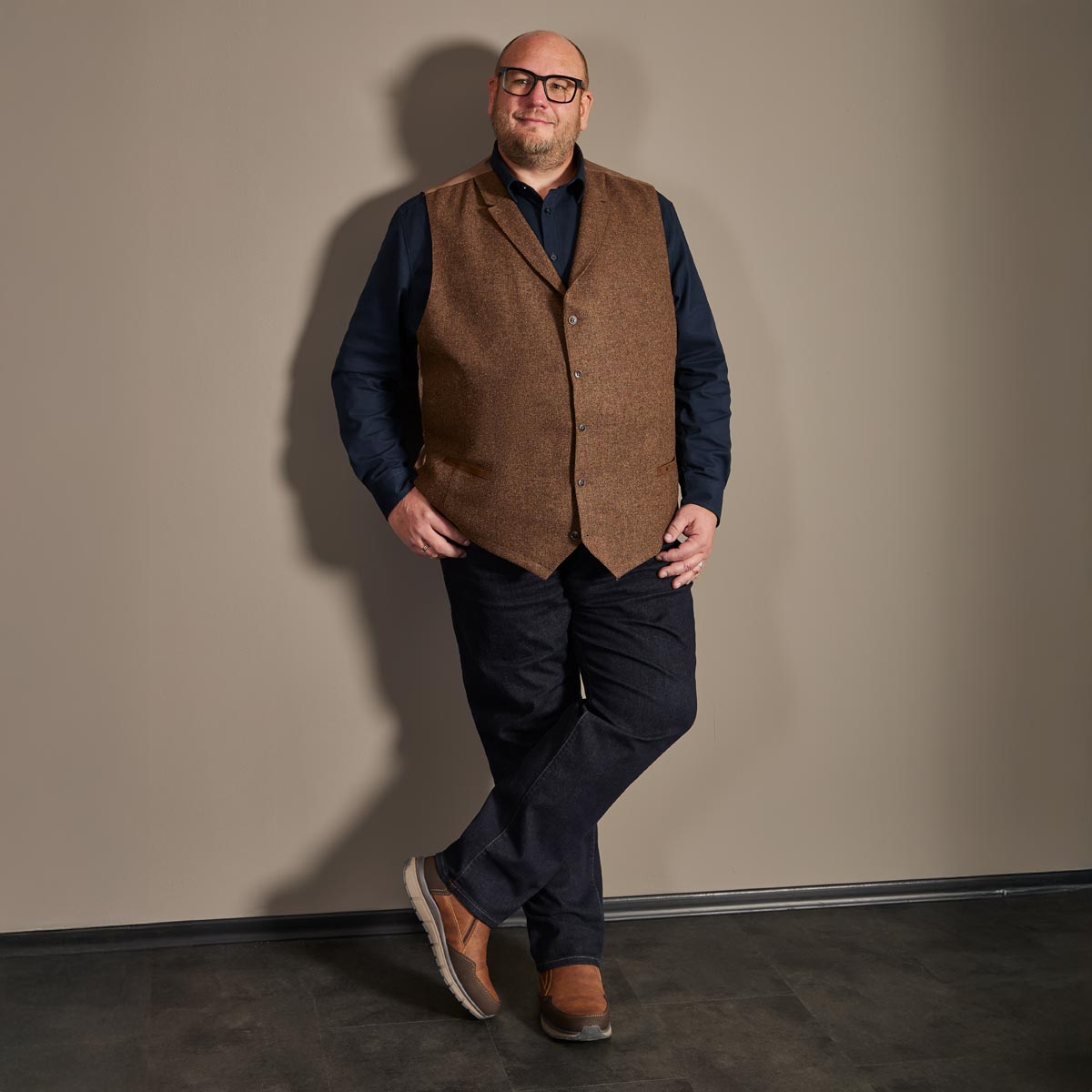 Weis Weste aus Wolle cognac