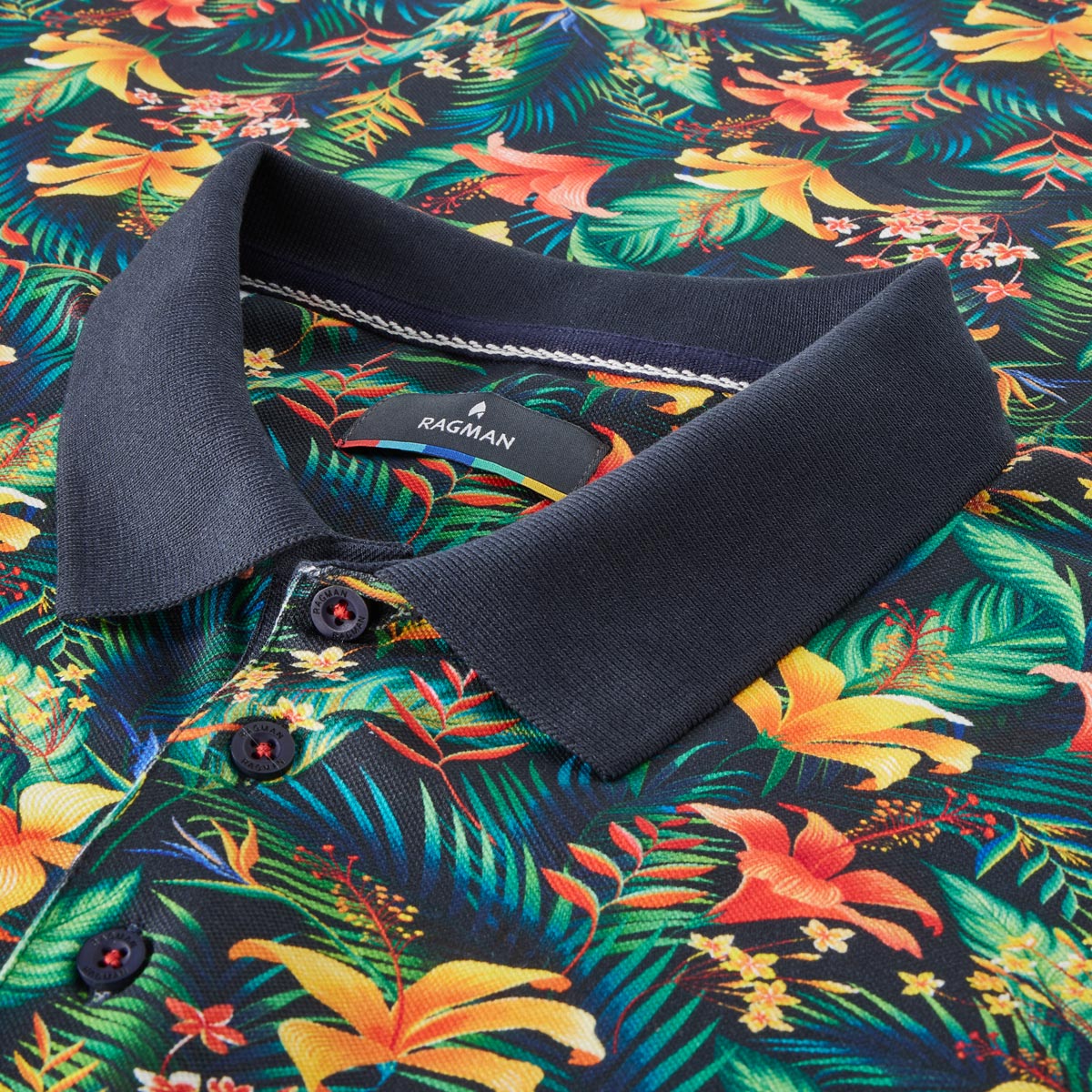 RAGMAN Poloshirt mit Stretch mittelblau