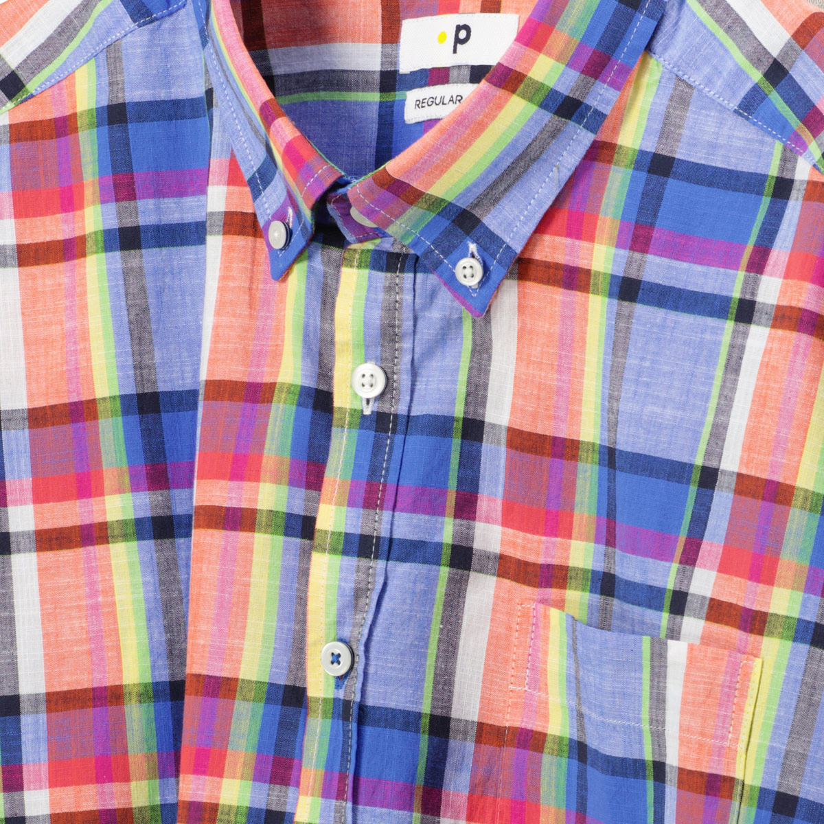 Pfundskerl Kariertes Freizeithemd aus Baumwolle blau/rot