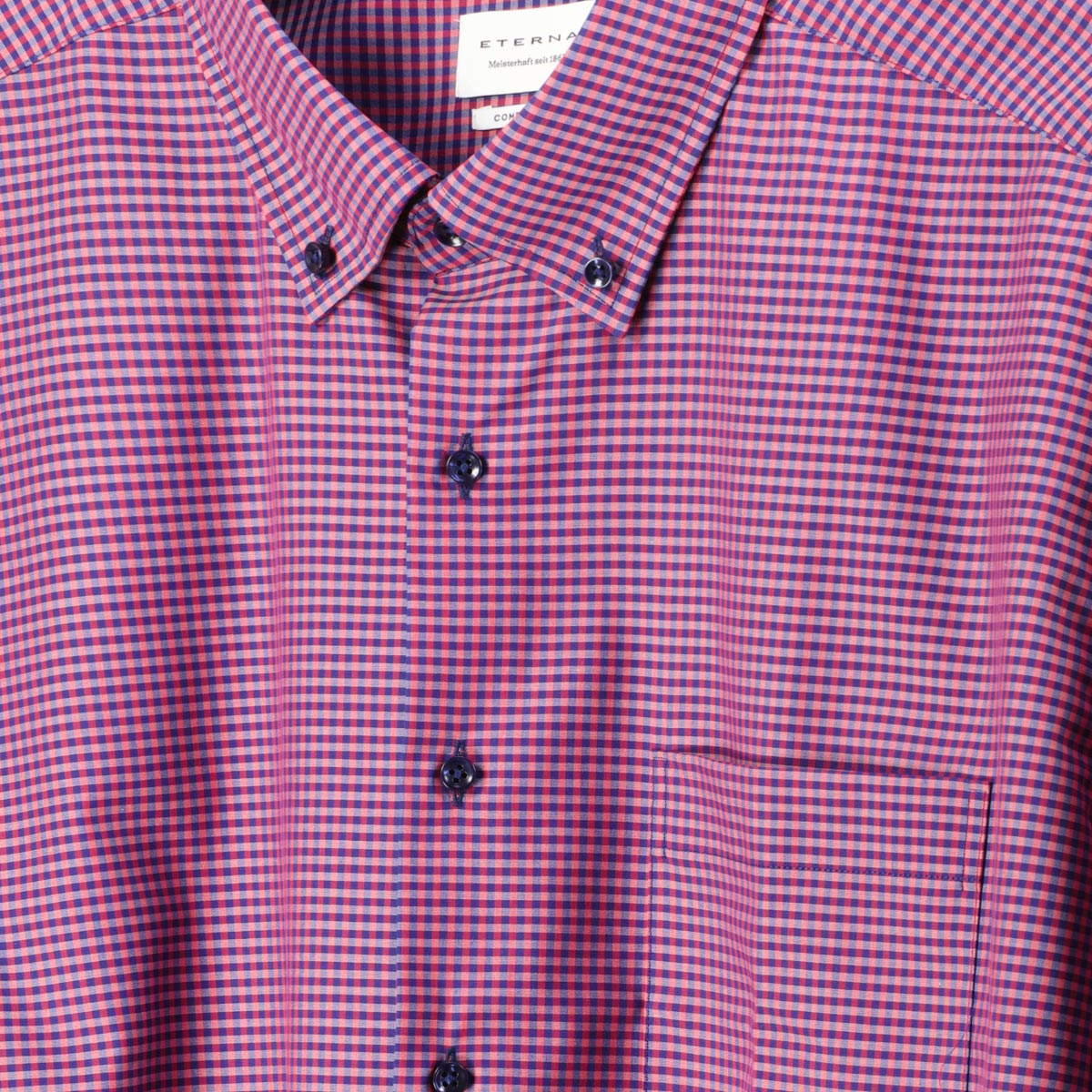 ETERNA Kariertes Businesshemd, bügelfrei, langarm blau/rot ETERNA Kariertes Businesshemd, bügelfrei, langarm blau/rot