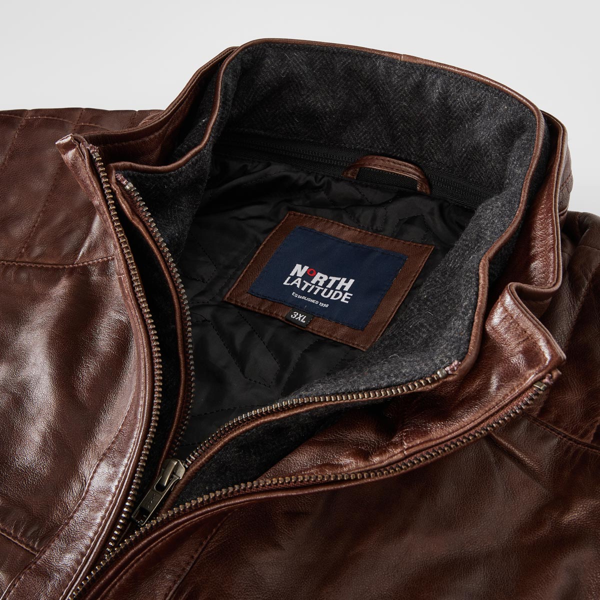 North Lederjacke im Biker-Stil dunkelbraun