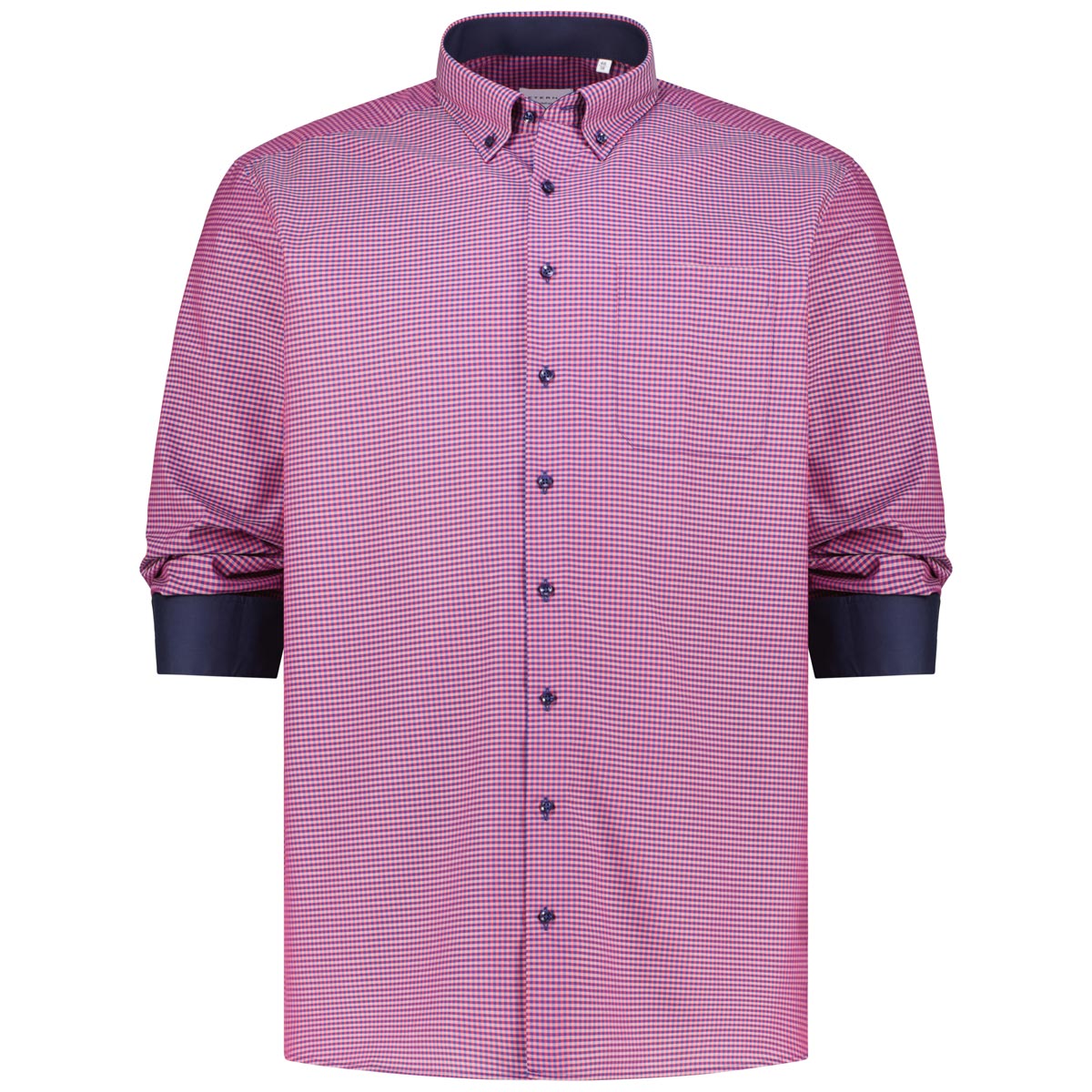 ETERNA Kariertes Businesshemd, bügelfrei, langarm blau/rot ETERNA Kariertes Businesshemd, bügelfrei, langarm blau/rot