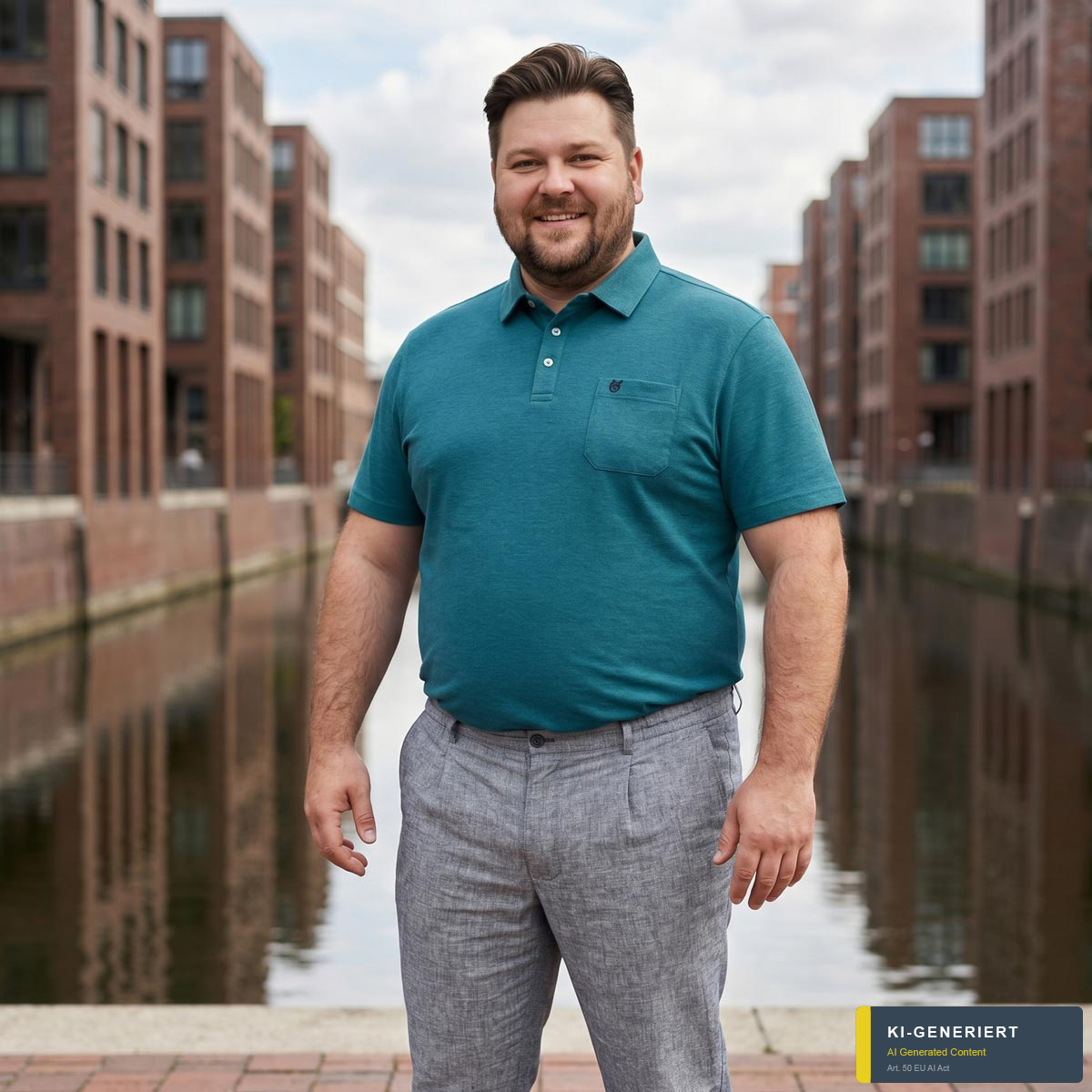 Hajo Poloshirt "Soft Knit", hautsympathisch blau/grün