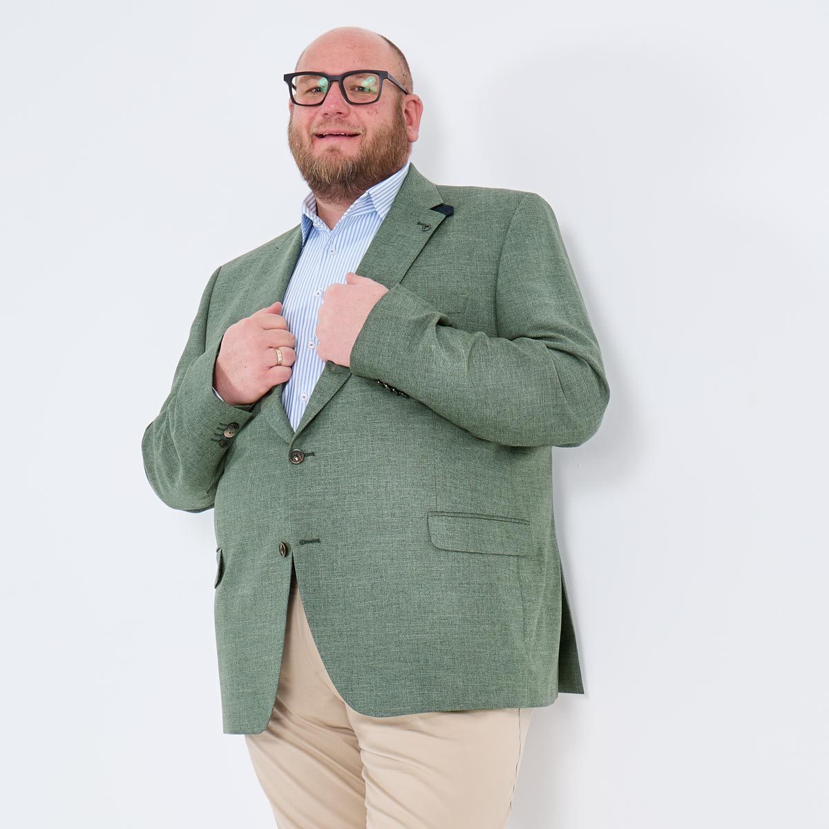 Digel Stretch-Sakko mit feiner Musterung grün