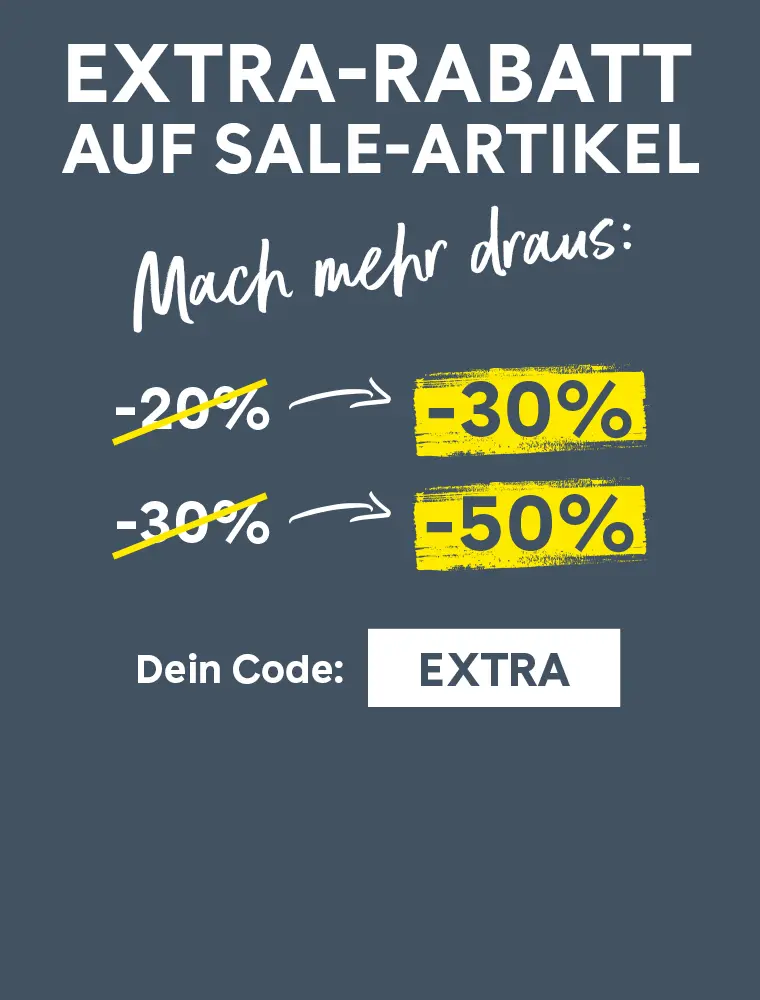 Extra-Rabatt auf Sale-Artikel bei Pfundskerl: Mit dem Code EXTRA werden 20 Prozent zu 30 Prozent und 30 Prozent zu 50 Prozent Rabatt.