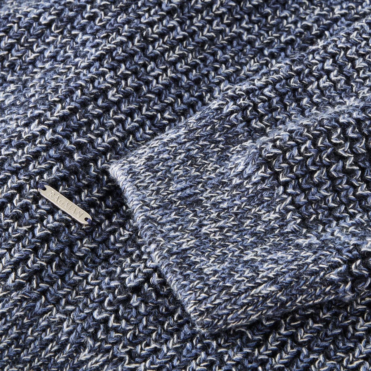 RAGMAN Grobstrickpullover aus Baumwolle blau/weiß