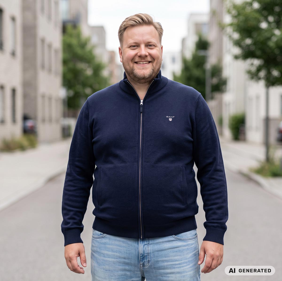 Gant Strickjacke aus Lammwolle marine