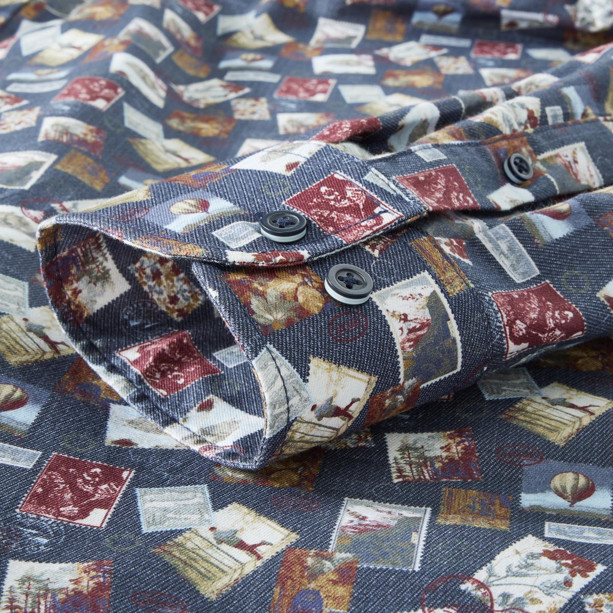 CASA MODA Freizeithemd mit Allover-Muster blau