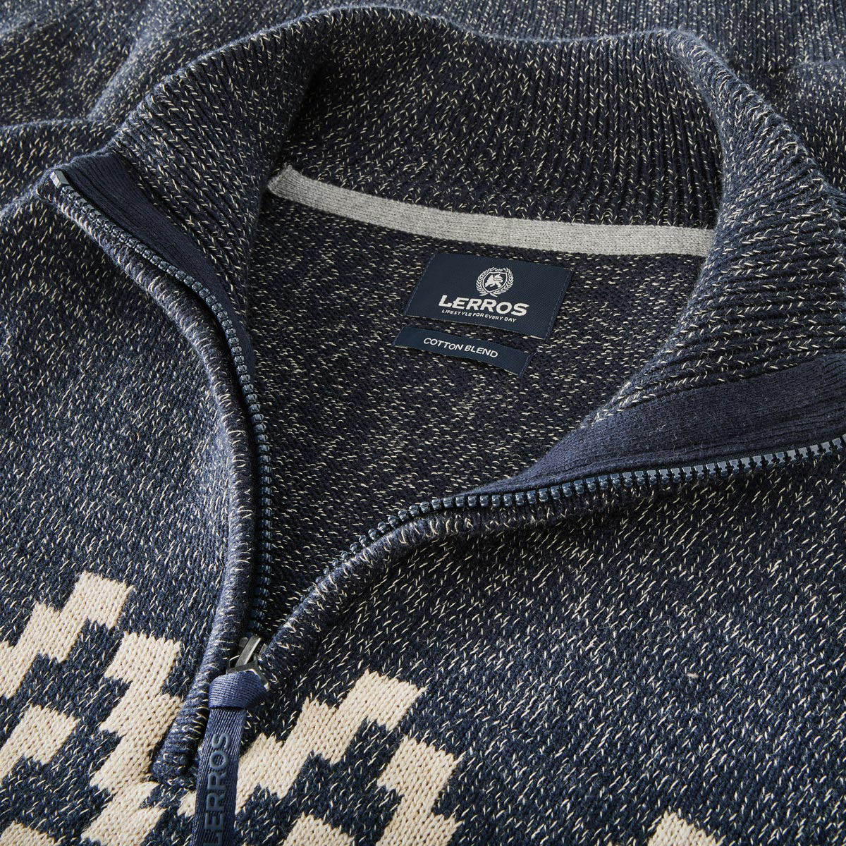 Lerros Troyer mit Norwegermuster blau